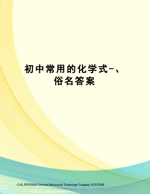初中常用的化学式-、俗名答案