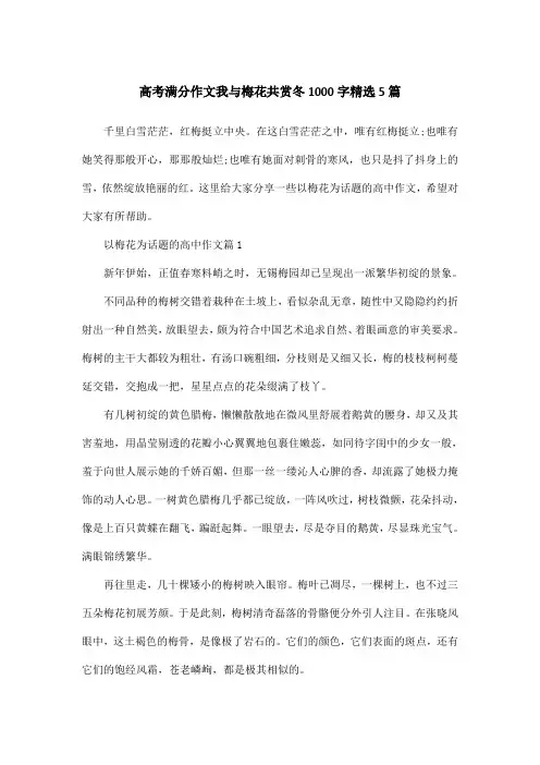 高考满分作文我与梅花共赏冬1000字精选5篇