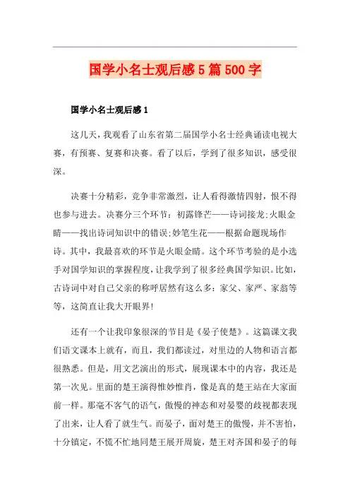 国学小名士观后感5篇500字