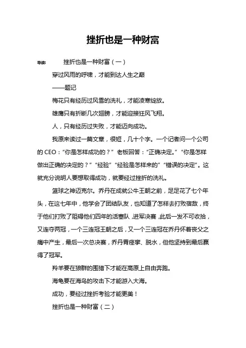 挫折也是一种财富