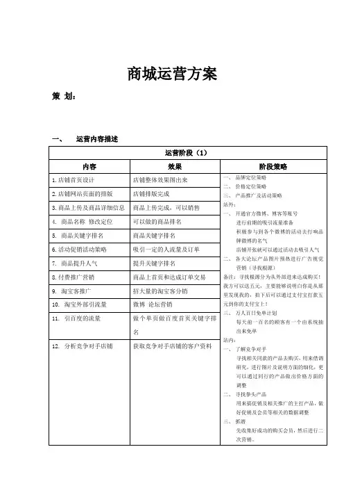 电子商城运营方案