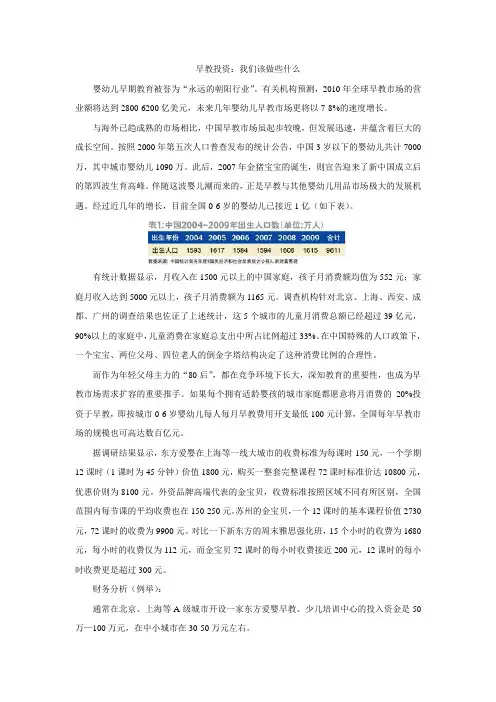 早教财务投资分析