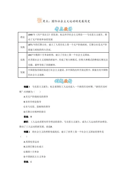 国际社会主义运动的发展史