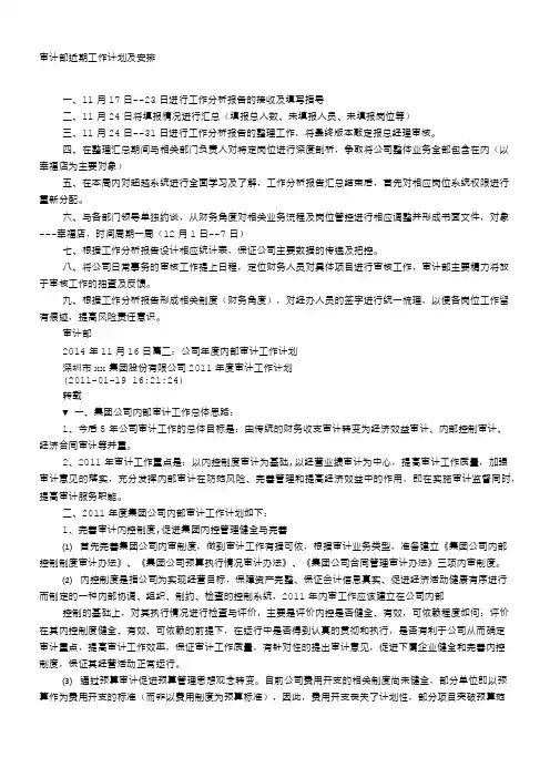 审计工作计划表