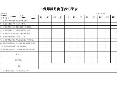 设备月度保养记录表