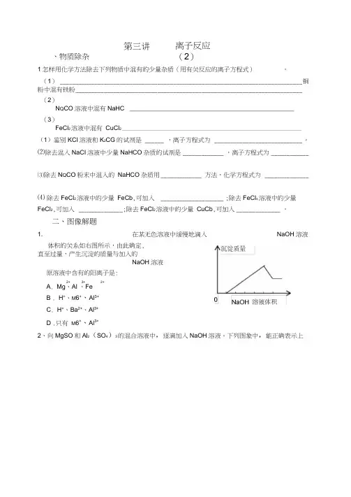湖南省华鑫高中高一化学竞赛辅导第三讲离子方程式(2)