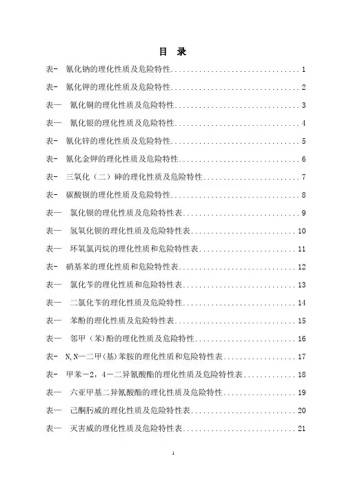 危险化学品特性表_第6类
