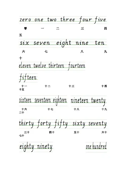 数字及26个英文字母手写体