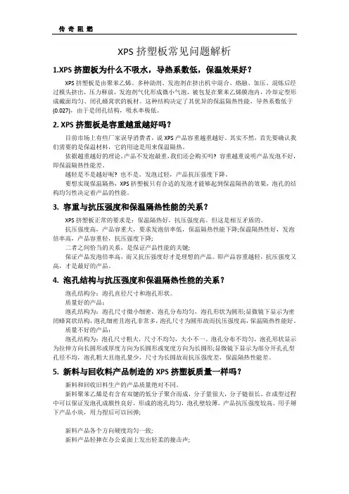 XPS挤塑板常见问题解析