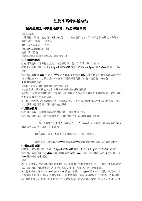 江苏省生物小高考实验总结