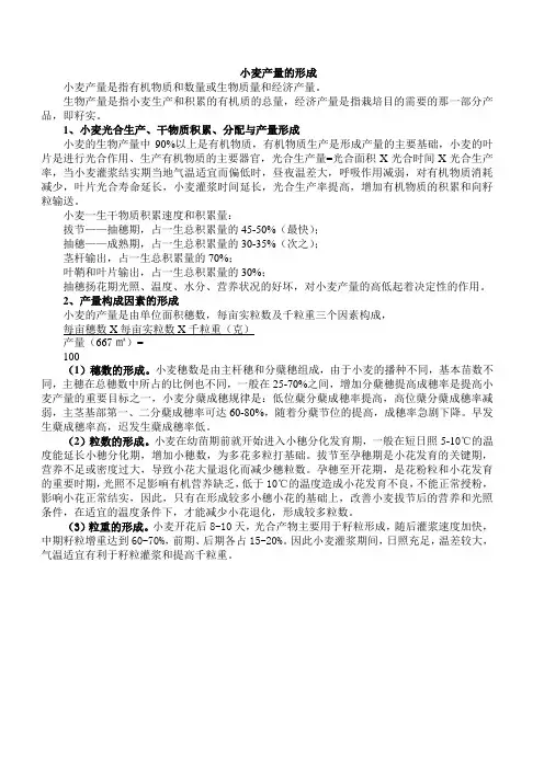 小麦产量的形成