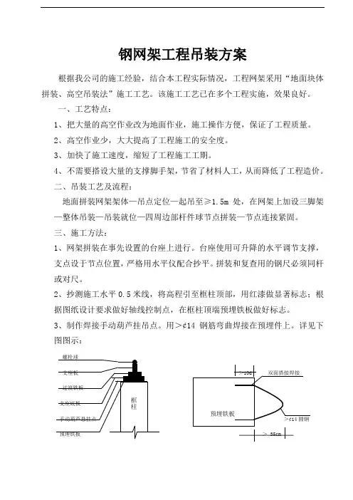钢网架(螺栓球)工程吊装方案