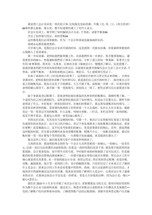 会计实训心得体会