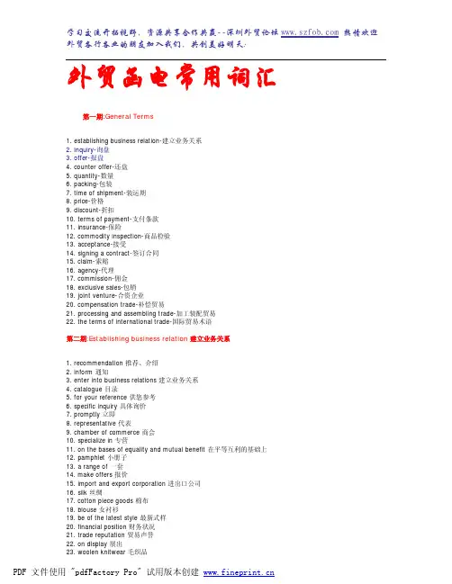 外贸函电常用词汇 2