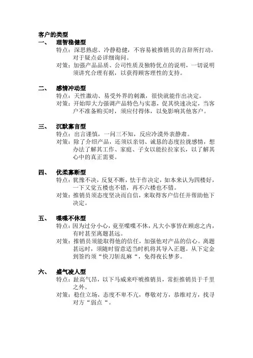 房产销售中客户的类型