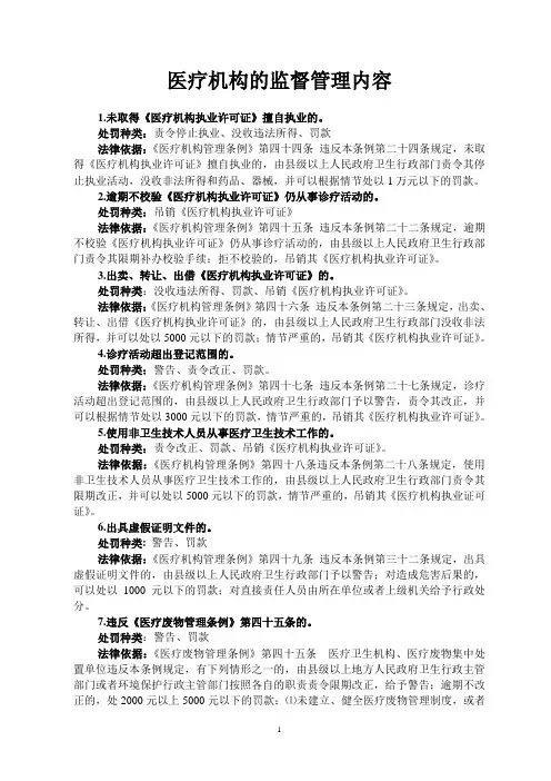 医疗机构的监督管理内容