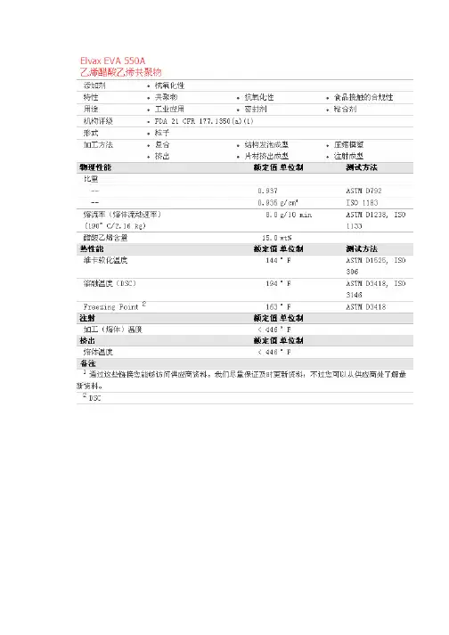 Elvax EVA 550A 物性表