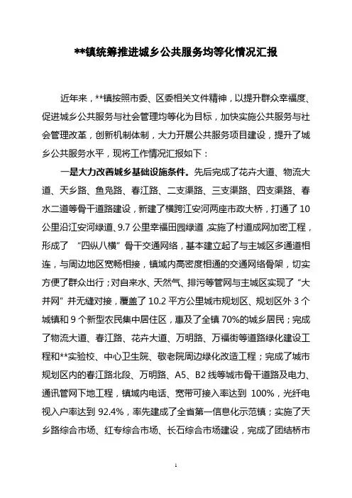 公共服务均等化汇报材料