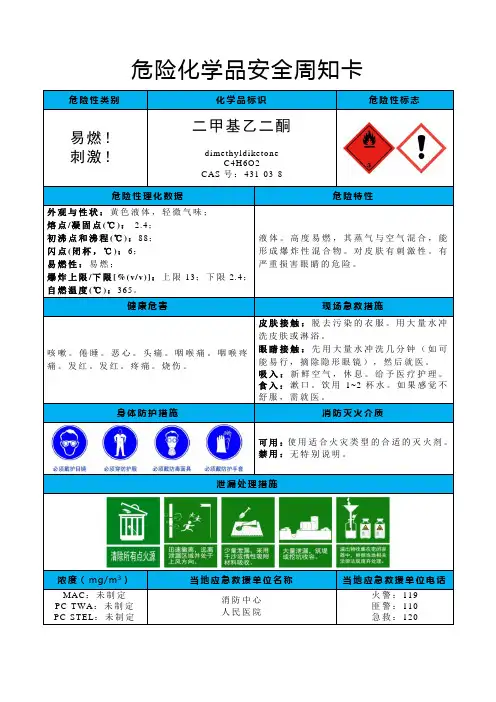 二甲基乙二酮-危险化学品安全周知卡