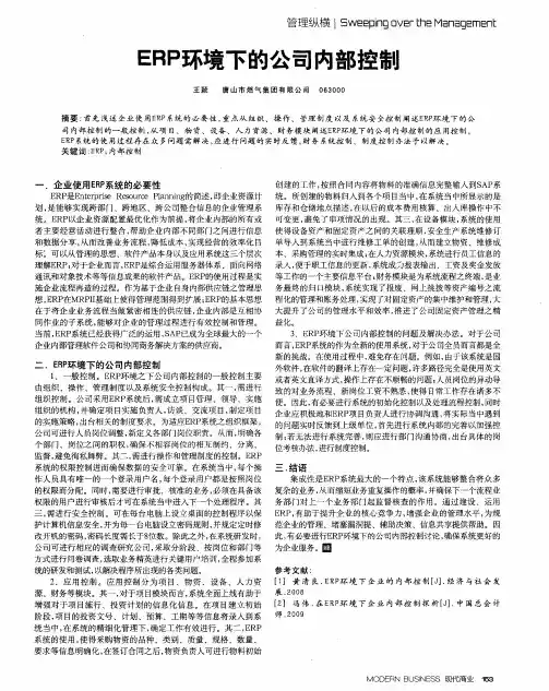 ERP环境下的公司内部控制