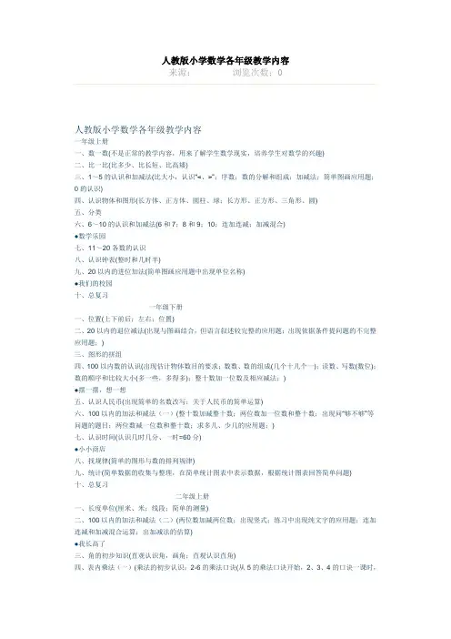 小学数学教学内容