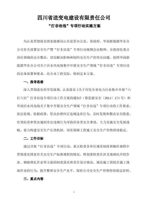 “打非治违”专项行动实施方案 2