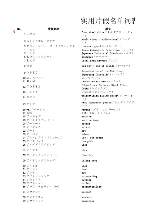 日语实用片假名单词