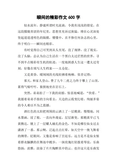 瞬间的精彩作文600字