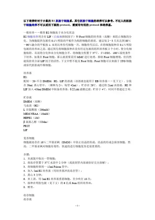小鼠胚胎干细胞培养