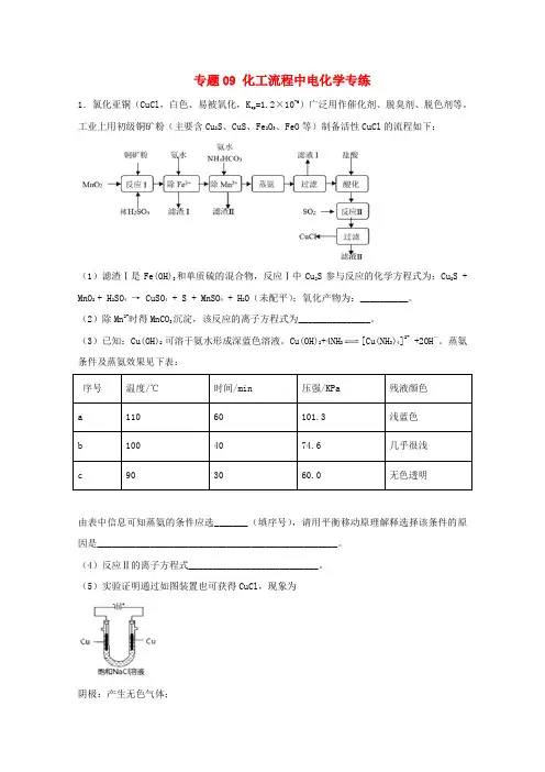 2019年高考化学 化工流程全突破 专题09 化工流程中电化学的考查专练对点专练