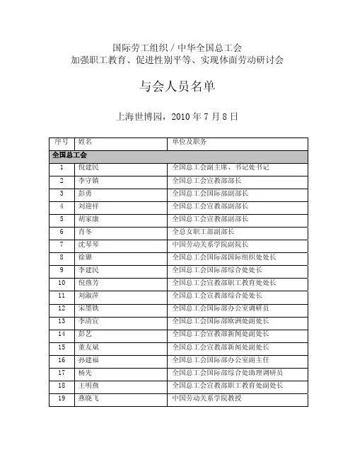 国际劳工组织／中华全国总工会