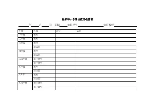 少先队清洁卫生检查表