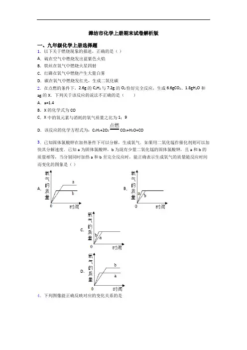 潍坊市化学初三化学上册期末试卷解析版