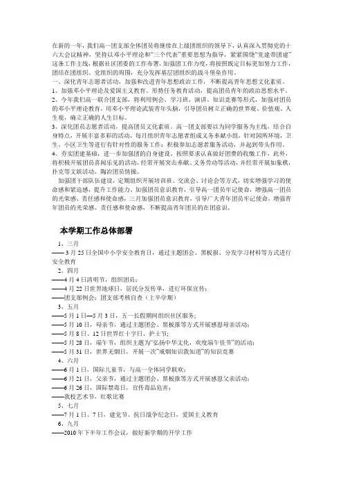 团组织工作计划