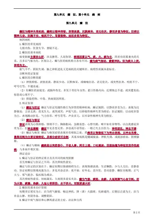 中医师-中医内科学-癫 狂