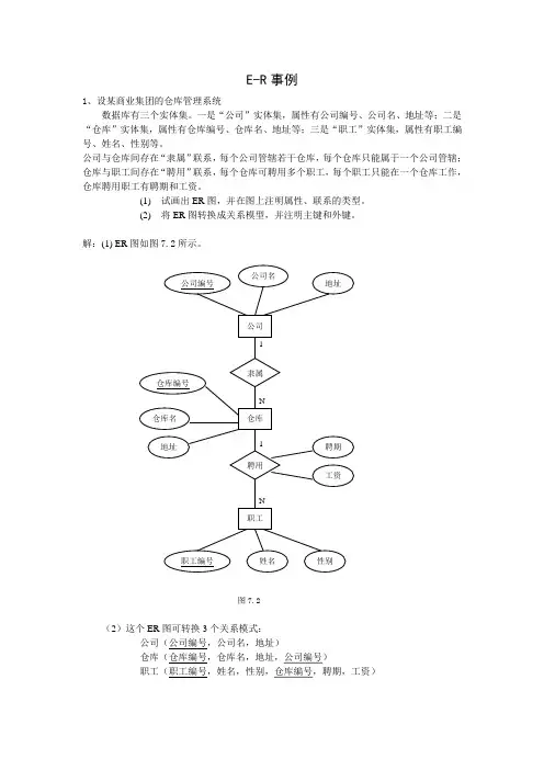 数据库ER图习题