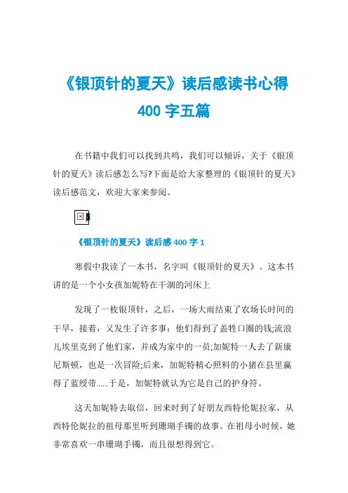 《银顶针的夏天》读后感读书心得400字五篇