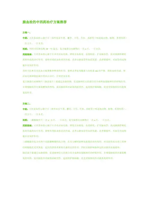 脑血栓的中西药治疗方案推荐