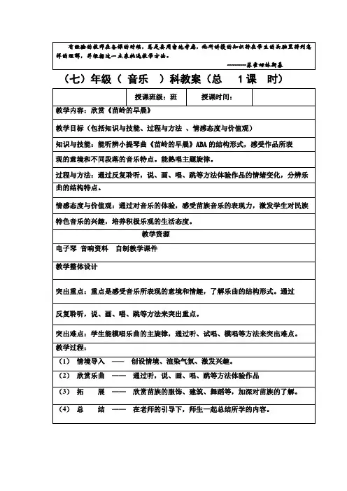 欣赏《苗岭的早晨》