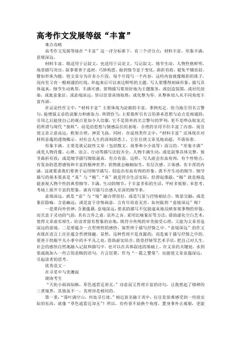 高考作文发展等级“丰富”