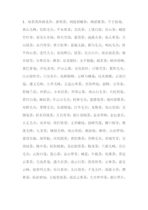 中国茶的分类