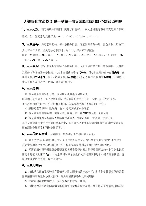 元素周期表38个知识点归纳