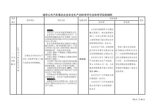 城市公共汽车客运企业安全生产达标考评方法和考评实施细则