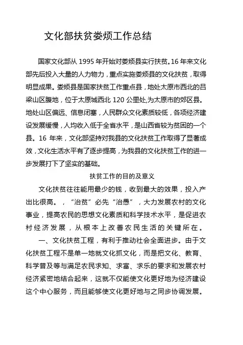 文化部扶贫工作   总结