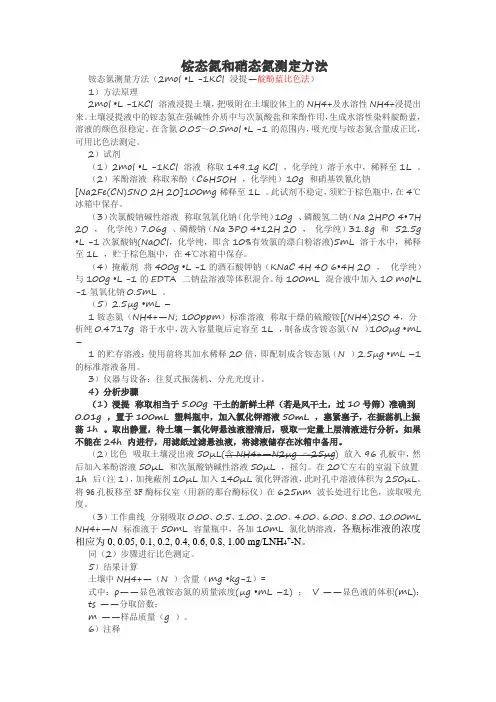 土壤无机N---铵态氮硝态氮测量方法 2