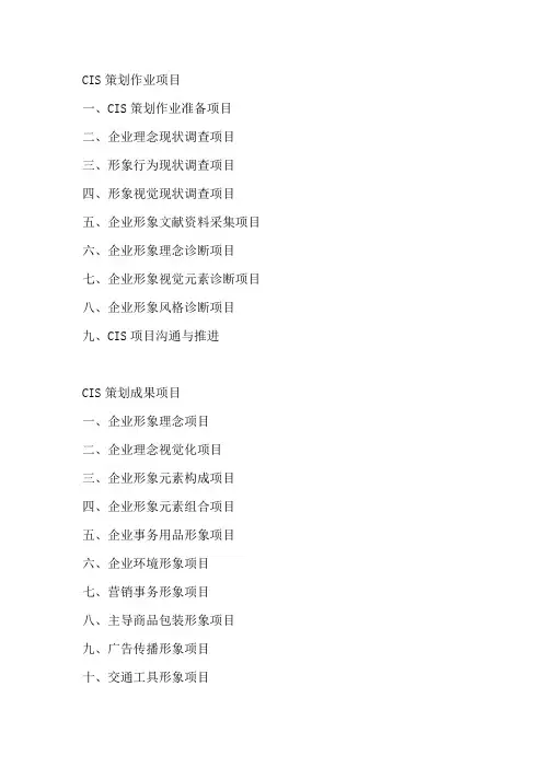 CIS策划作业项目