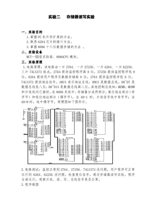 存储器读写实验