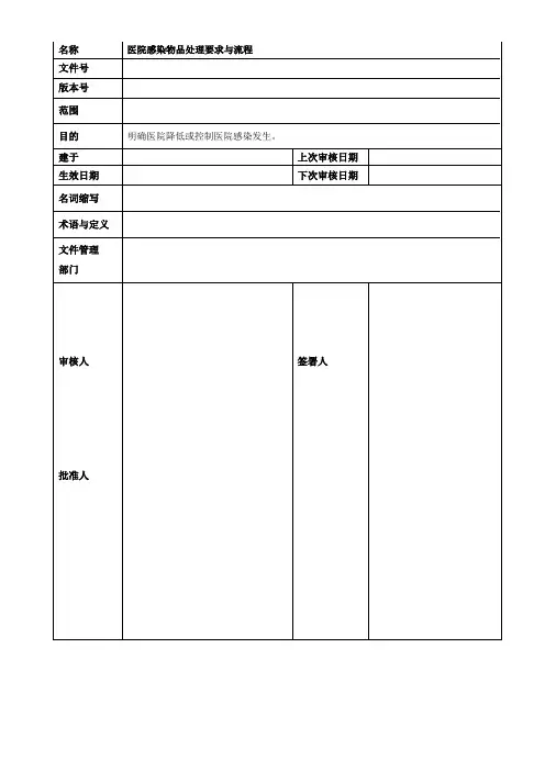医院感染物品处理要求与流程