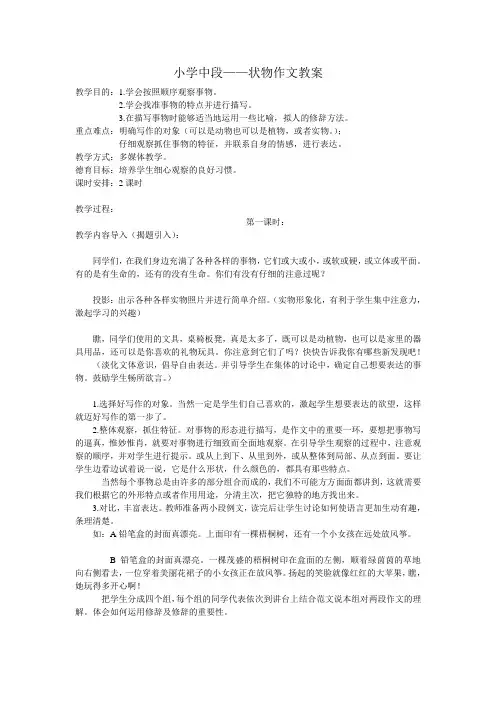小学中段状物作文教案1]