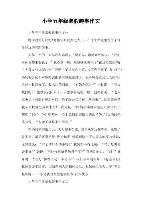 小学五年级寒假趣事作文